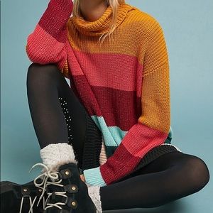 Farm Rio Anthropologie Boldy Striped Sweater Dress